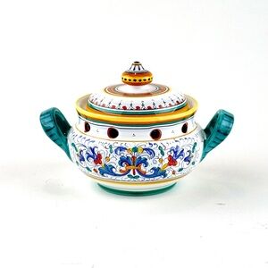 Ricco Deruta Italian Ceramic Garlic Storage Jar with Lid.